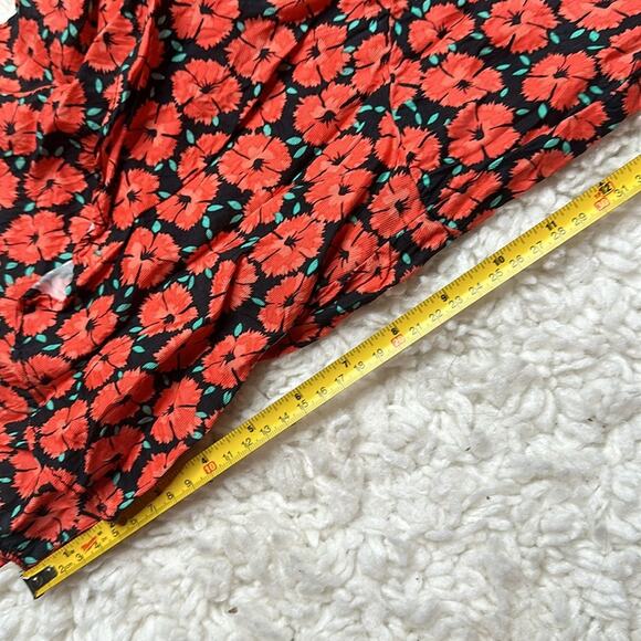 Anthropologie Coral Floral Capris Flowy Ruffle Wide Leg Zipper Side ZZ28 - Picture 10 of 12